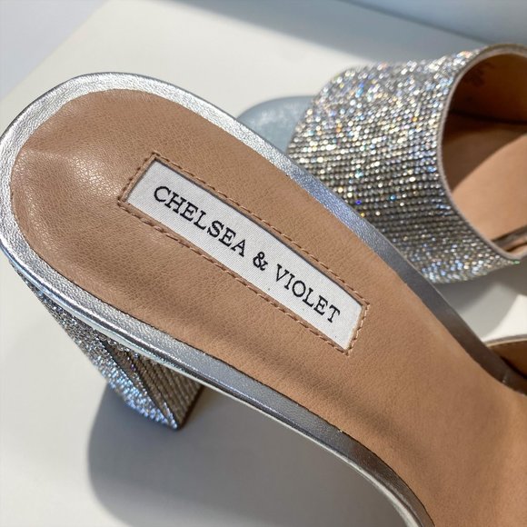 CHELSEA & VIOLET SILVER RHINESTONE HEELS - Picture 5 of 9